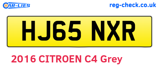 HJ65NXR are the vehicle registration plates.