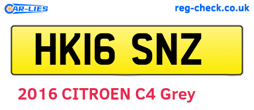 HK16SNZ are the vehicle registration plates.
