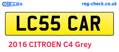 LC55CAR are the vehicle registration plates.