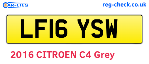 LF16YSW are the vehicle registration plates.