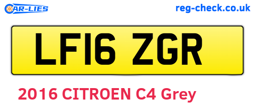 LF16ZGR are the vehicle registration plates.