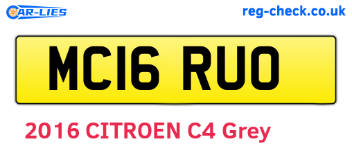 MC16RUO are the vehicle registration plates.