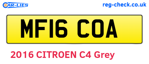MF16COA are the vehicle registration plates.