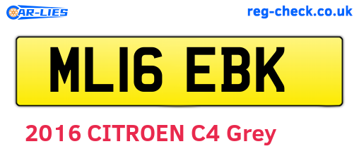 ML16EBK are the vehicle registration plates.