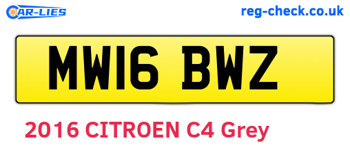 MW16BWZ are the vehicle registration plates.