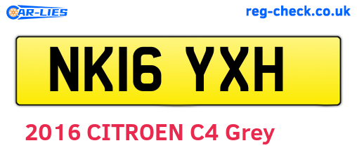 NK16YXH are the vehicle registration plates.