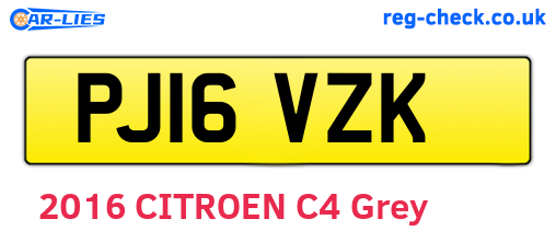 PJ16VZK are the vehicle registration plates.