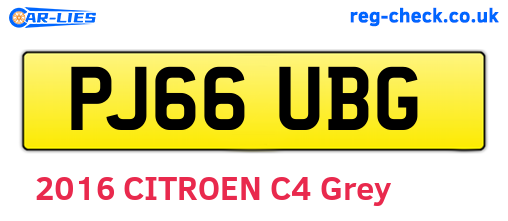 PJ66UBG are the vehicle registration plates.