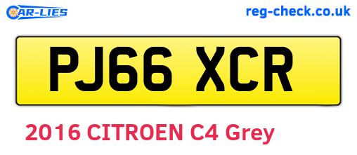 PJ66XCR are the vehicle registration plates.