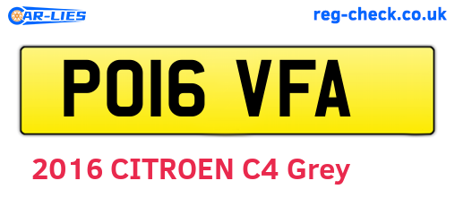 PO16VFA are the vehicle registration plates.