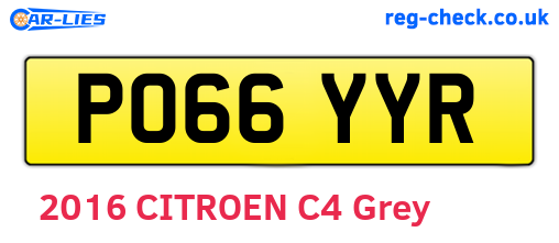 PO66YYR are the vehicle registration plates.