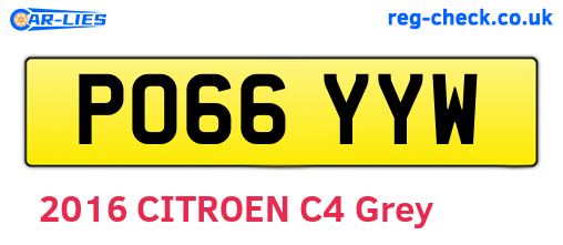 PO66YYW are the vehicle registration plates.