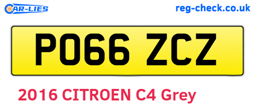 PO66ZCZ are the vehicle registration plates.