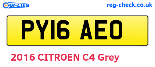 PY16AEO are the vehicle registration plates.