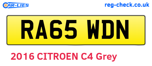 RA65WDN are the vehicle registration plates.