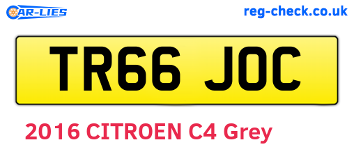 TR66JOC are the vehicle registration plates.