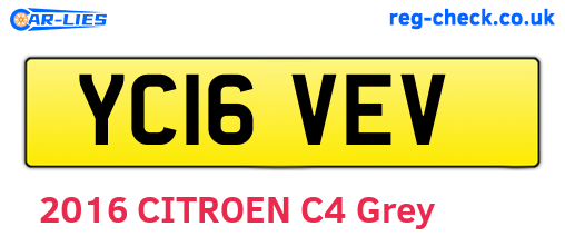 YC16VEV are the vehicle registration plates.