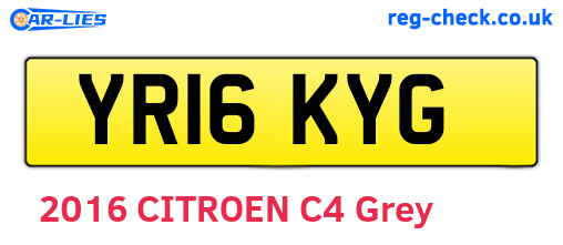 YR16KYG are the vehicle registration plates.