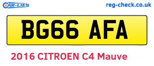 BG66AFA are the vehicle registration plates.