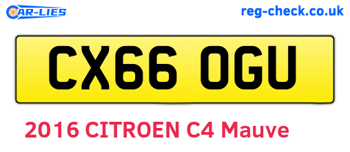 CX66OGU are the vehicle registration plates.