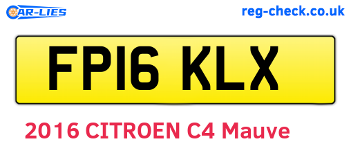 FP16KLX are the vehicle registration plates.