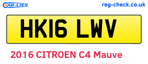 HK16LWV are the vehicle registration plates.