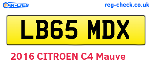 LB65MDX are the vehicle registration plates.