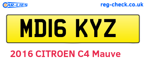 MD16KYZ are the vehicle registration plates.