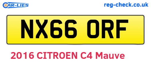 NX66ORF are the vehicle registration plates.