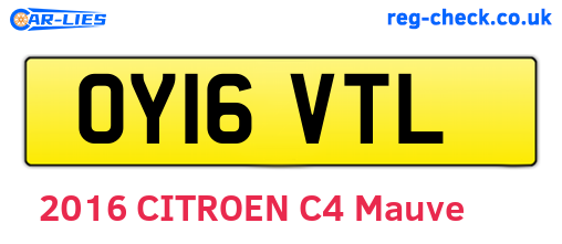 OY16VTL are the vehicle registration plates.