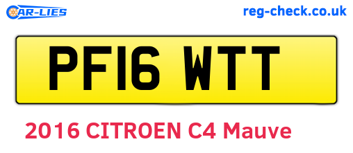 PF16WTT are the vehicle registration plates.
