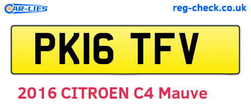PK16TFV are the vehicle registration plates.