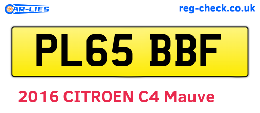 PL65BBF are the vehicle registration plates.