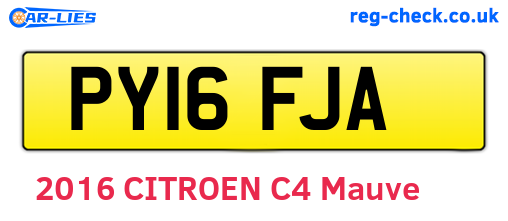 PY16FJA are the vehicle registration plates.