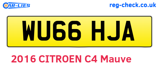 WU66HJA are the vehicle registration plates.
