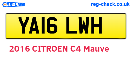 YA16LWH are the vehicle registration plates.
