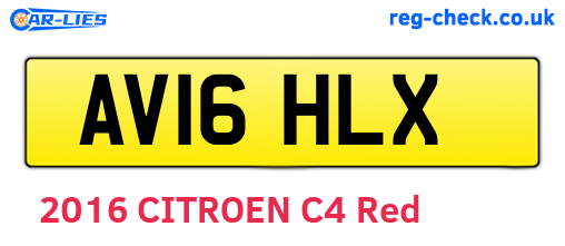 AV16HLX are the vehicle registration plates.
