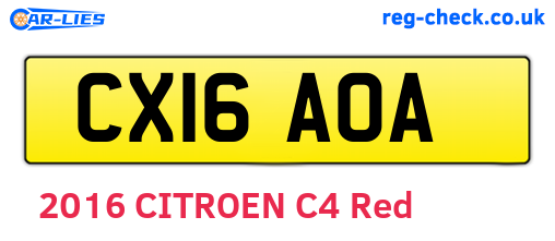 CX16AOA are the vehicle registration plates.