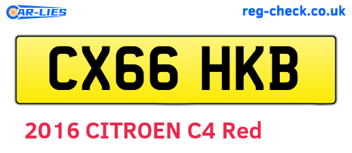 CX66HKB are the vehicle registration plates.