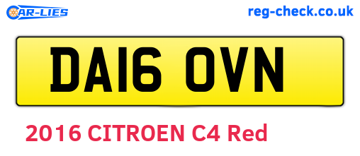 DA16OVN are the vehicle registration plates.