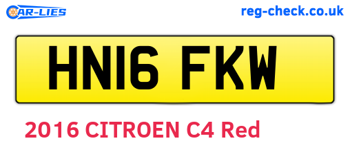 HN16FKW are the vehicle registration plates.