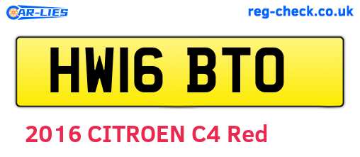 HW16BTO are the vehicle registration plates.