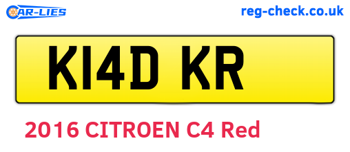 K14DKR are the vehicle registration plates.