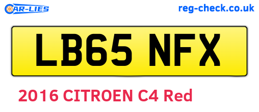 LB65NFX are the vehicle registration plates.