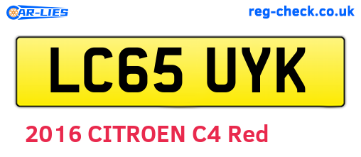 LC65UYK are the vehicle registration plates.