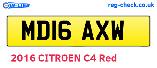 MD16AXW are the vehicle registration plates.