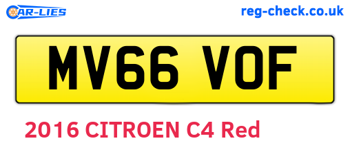 MV66VOF are the vehicle registration plates.