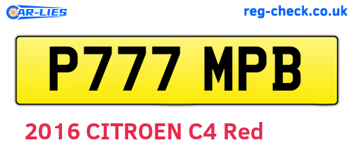P777MPB are the vehicle registration plates.