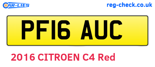 PF16AUC are the vehicle registration plates.
