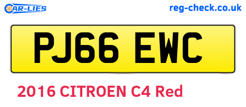PJ66EWC are the vehicle registration plates.